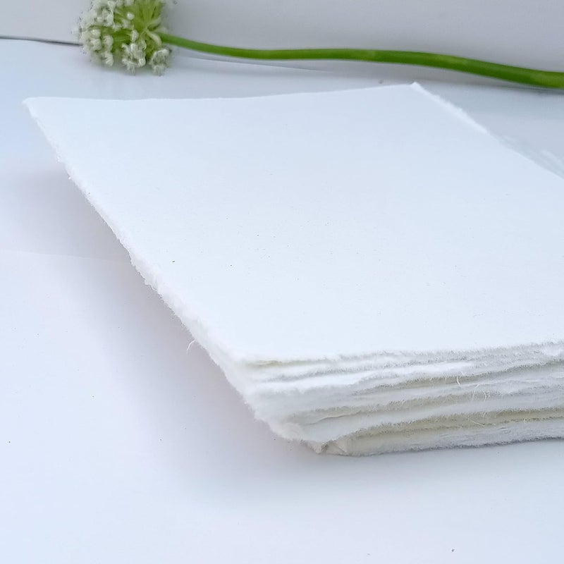 Etailor Handmade White Deckle Edge Blank Paper Mixed Media Loose Leaf for Watercolor, Original Painting, Place Cards, Gift Tags, Postcards, Invitations, Crafts- Thick 150 GSM (5x7"-100-Sheets ) - Image 3
